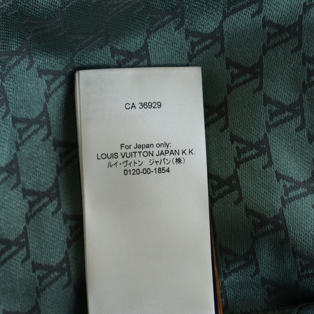 LOUIS VUITTON(ルイヴィトン) 24AW LVロゴ総柄 ジャカードモノグラム シルクブレンドオープンカラー半袖シャツ グリーン RM242MM KSY HRS30W