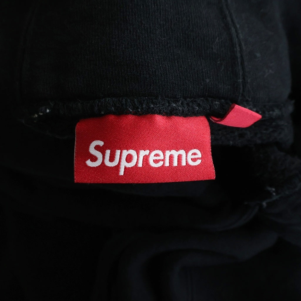 SUPREME(シュプリーム) 25SS Paneled Hooded Sweatshirt エンブロイダリー刺繍 プルオーバースウェットパーカー ブラック/ホワイト