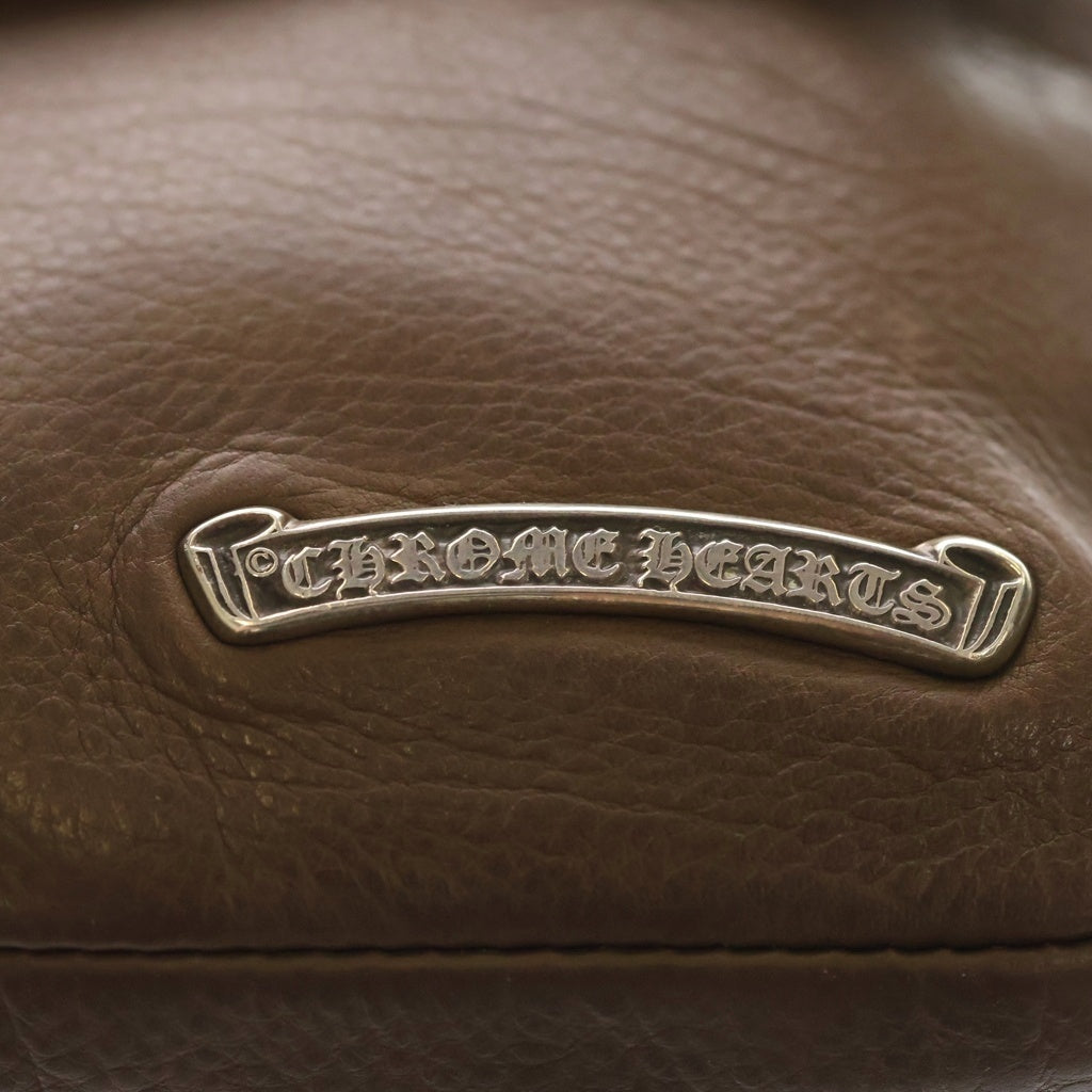 CHROME HEARTS(クロムハーツ) HOT POT ホットポット クロスボールボタンレザーショルダーバッグ ブラウン/シルバー