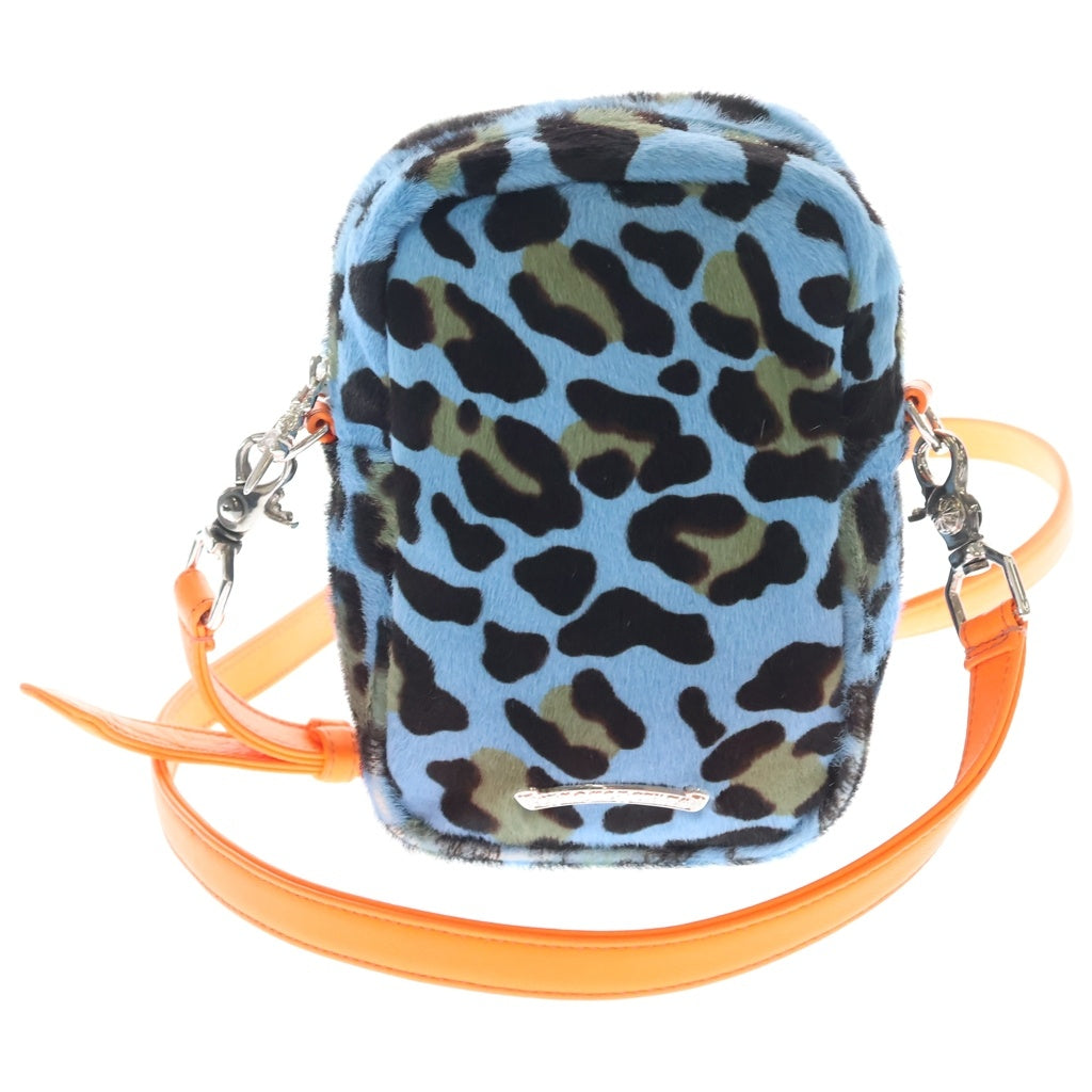 CHROME HEARTS(クロムハーツ) TAKA MINI LTHR タカミニ セメタリークロス クロスパッチ ハラコレザー ショルダーバッグ ブルー/オレンジ
