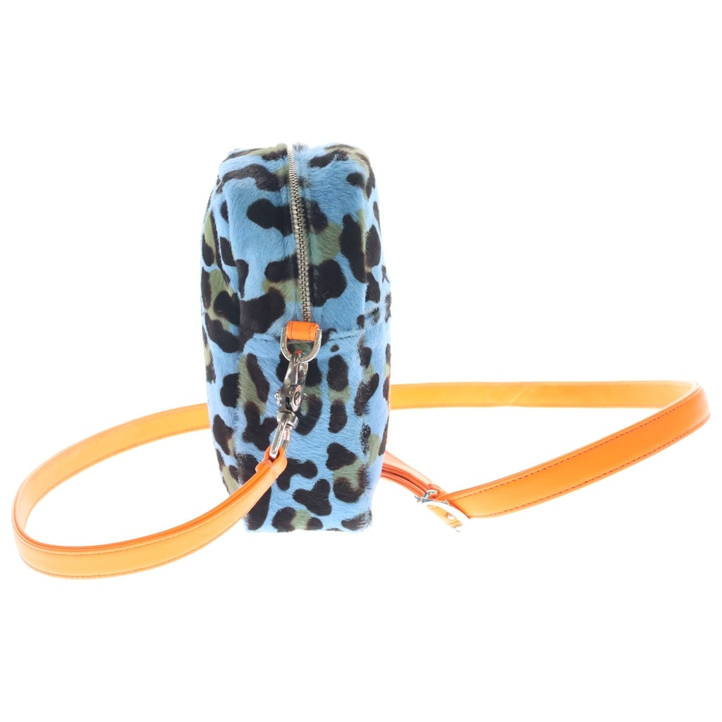 CHROME HEARTS(クロムハーツ) TAKA MINI LTHR タカミニ セメタリークロス クロスパッチ ハラコレザー ショルダーバッグ ブルー/オレンジ