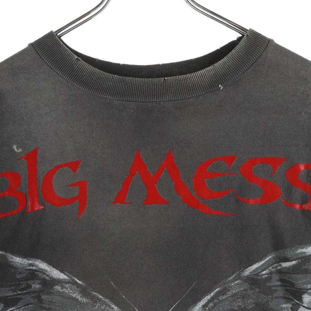 SAINT MICHAEL(セントマイケル) 25AW BIG MESS フロントバタフライプリント クルーネック半袖カットソーTシャツ ブラック SM-HR1-0000-016