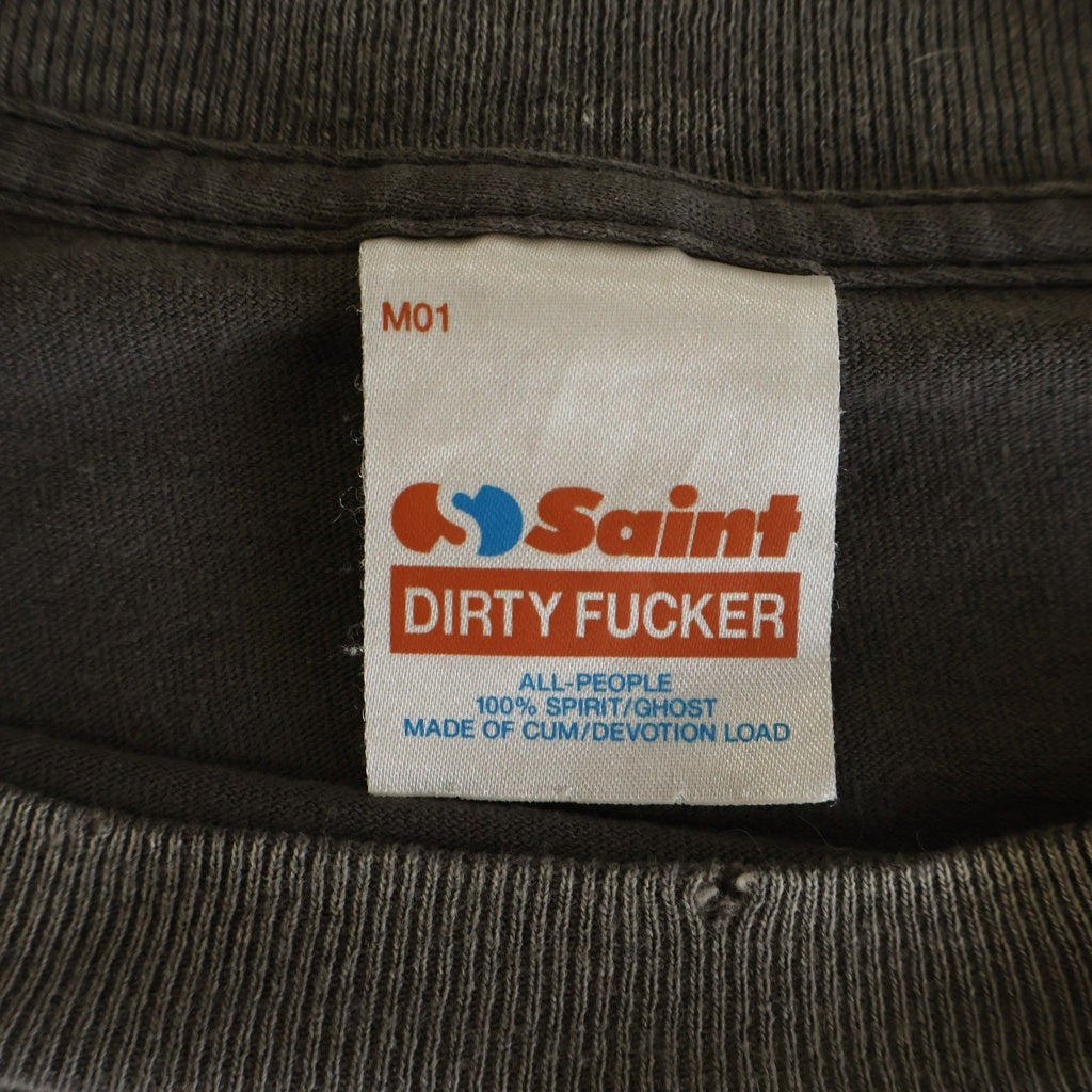 SAINT MICHAEL(セントマイケル) 25AW BIG MESS フロントバタフライプリント クルーネック半袖カットソーTシャツ ブラック SM-HR1-0000-016