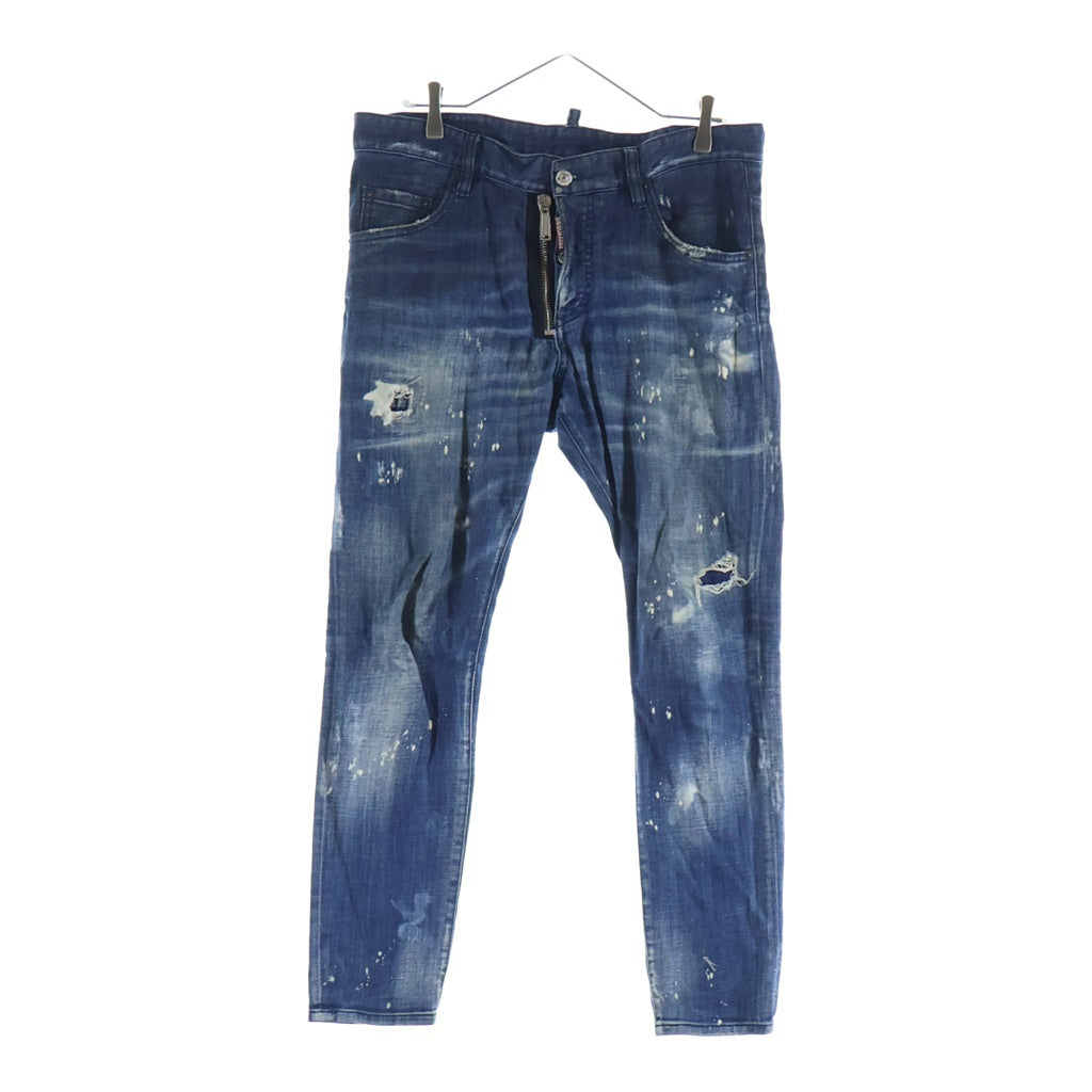 DSQUARED2(ディースクエアード) ZIP DARK WASH SKATER JEAN ウォッシュ加工 スケーター ジーンズ インディゴ S74LB0939