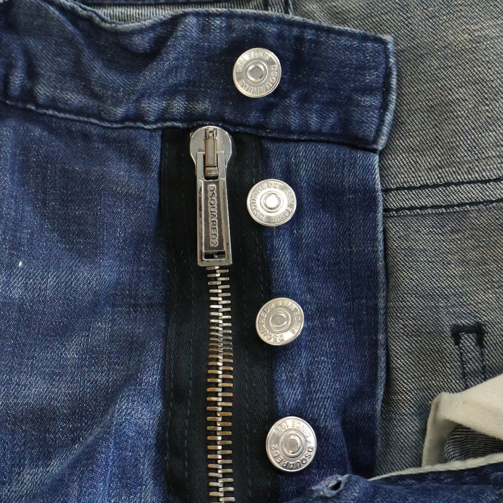 DSQUARED2(ディースクエアード) ZIP DARK WASH SKATER JEAN ウォッシュ加工 スケーター ジーンズ インディゴ S74LB0939