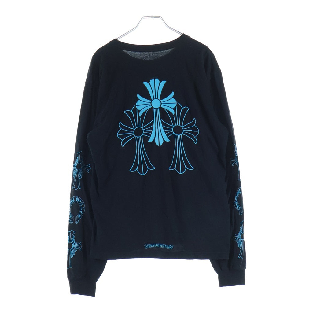 CHROME HEARTS(クロムハーツ) CEMETERY CROSS L/S TEE セメタリークロス クルーネック長袖カットソーTシャツ ブラック/ブルー