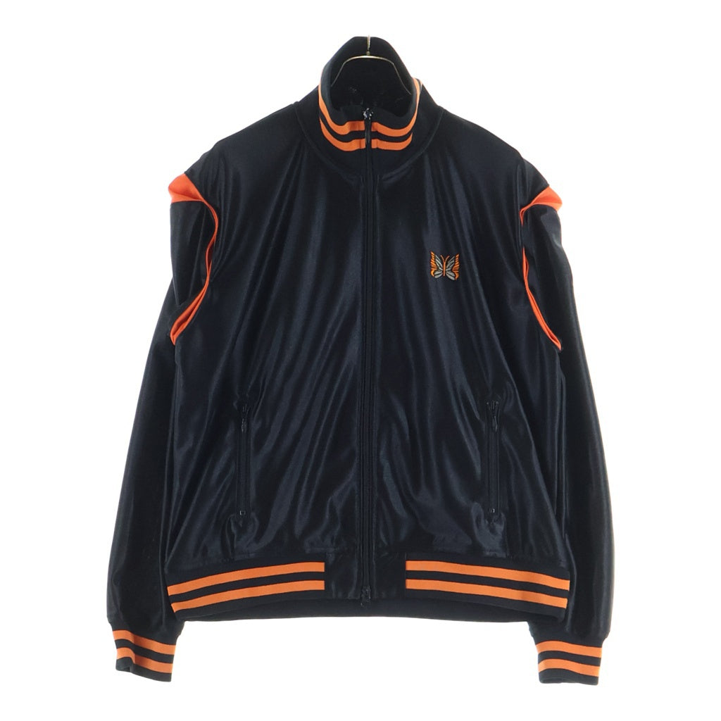 Needles(ニードルス) 26SS TRICOT SATEEN TRACK JACKET フロントロゴ刺繍 サテントラックジャケット ブラック/オレンジ SX217