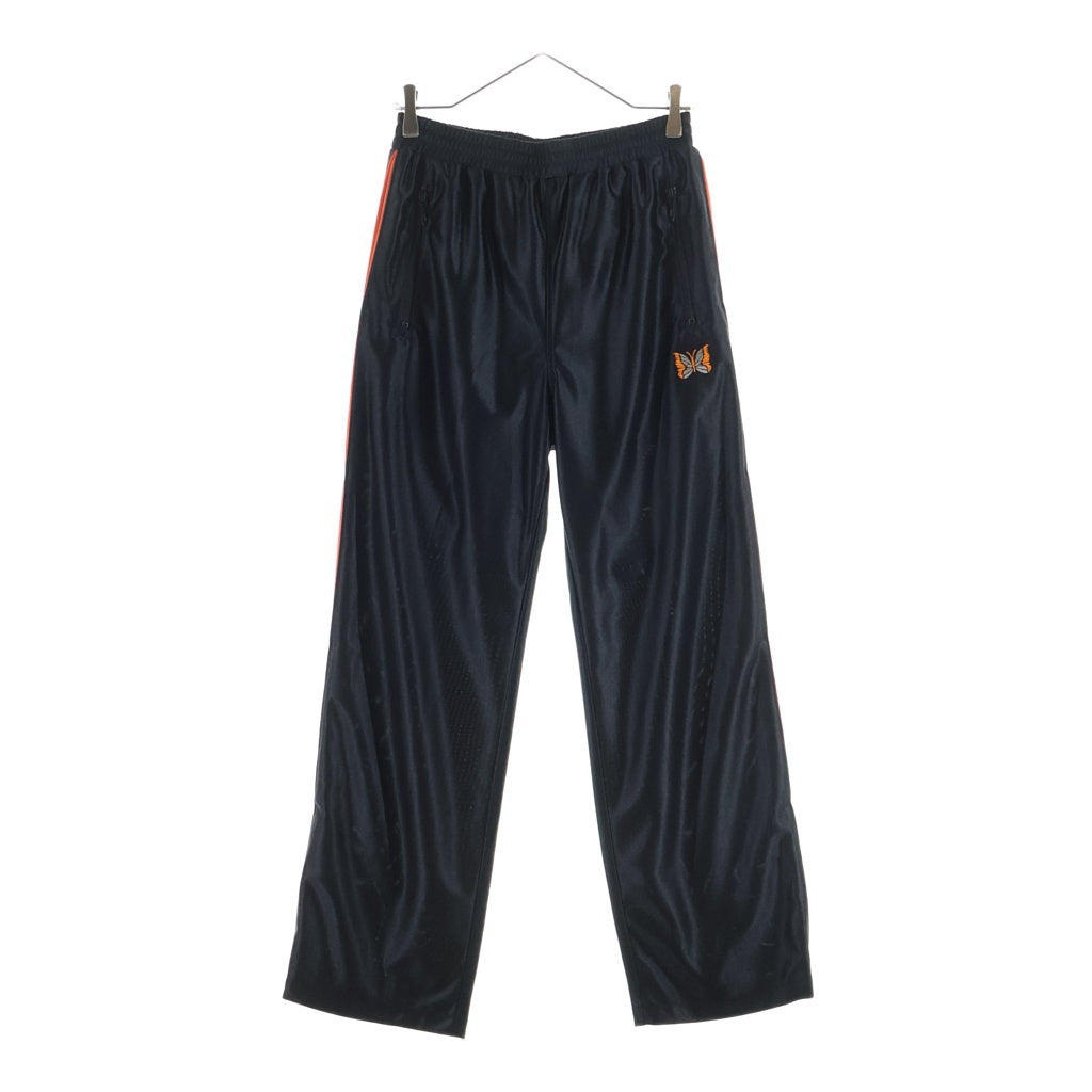 Needles(ニードルス) 26SS TRICOT SATEEN TRACK PANTS フロントロゴ刺繍 サテントラックパンツ ブラック/オレンジ SX218