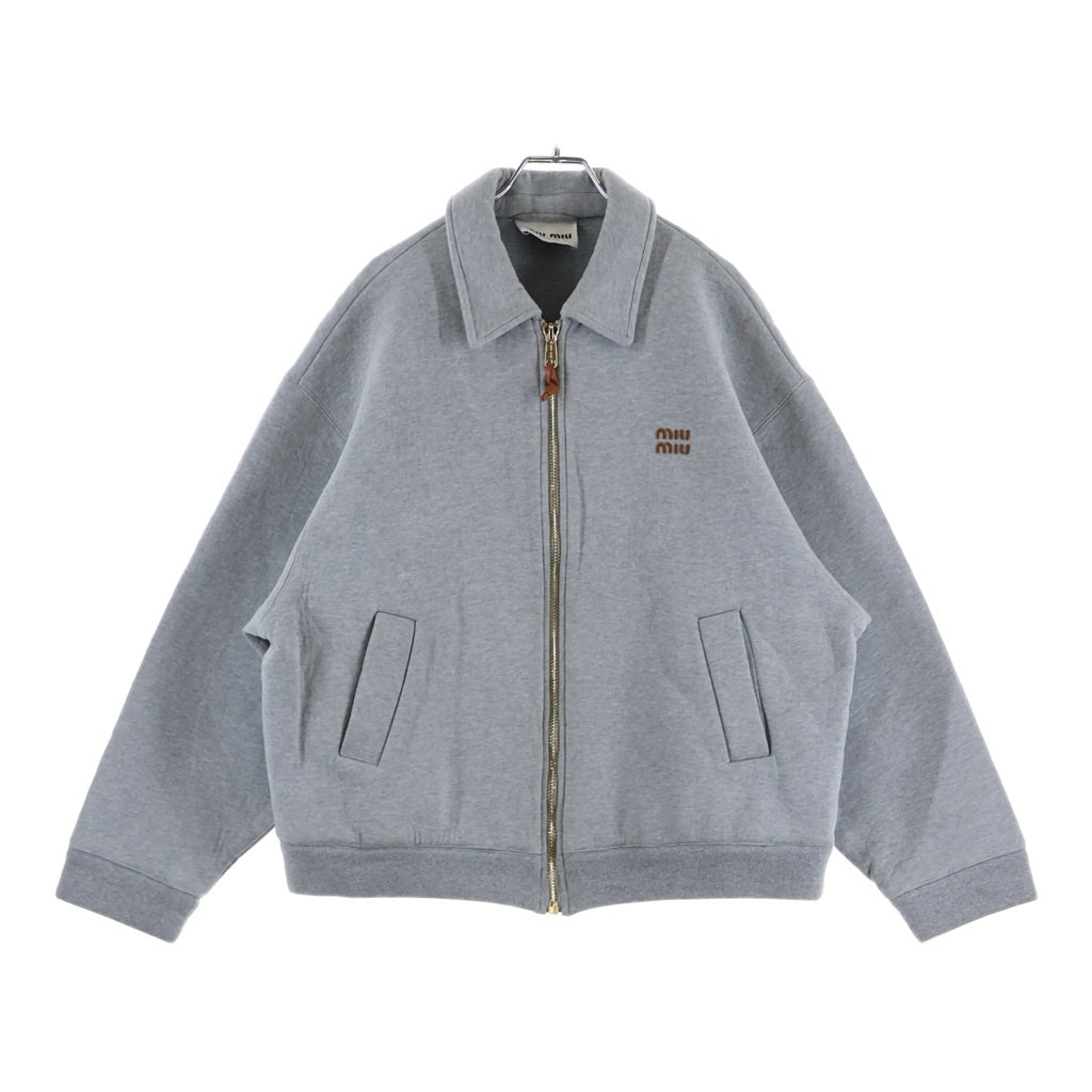 miumiu(ミュウミュウ) 24AW FRONT LOGO HEAVY SWEAT SHIRT BLOUSON JACKET フロントロゴ ジップアップ スウェットシャツグレー ML1060 S000 15EG