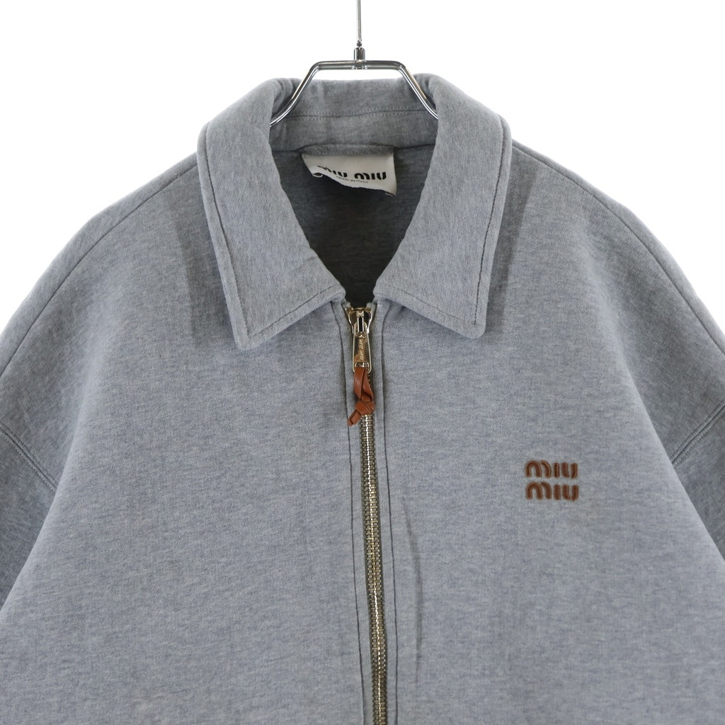 miumiu(ミュウミュウ) 24AW FRONT LOGO HEAVY SWEAT SHIRT BLOUSON JACKET フロントロゴ ジップアップ スウェットシャツグレー ML1060 S000 15EG