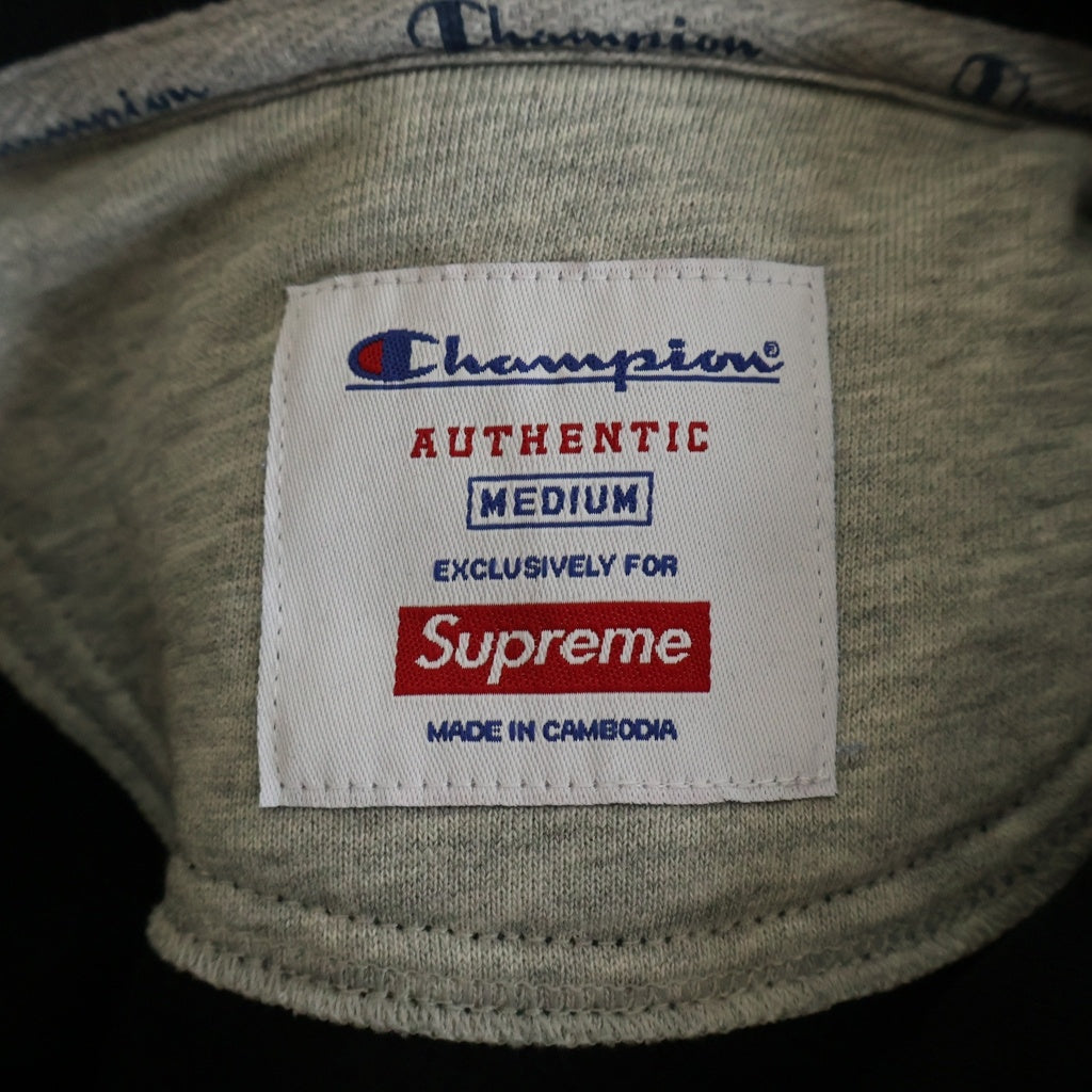 SUPREME(シュプリーム) 18AW ×Champion Label Hooded Sweatshirt チャンピオン ラベルフーディー スウェットシャツ プルオーバーパーカー ブラック