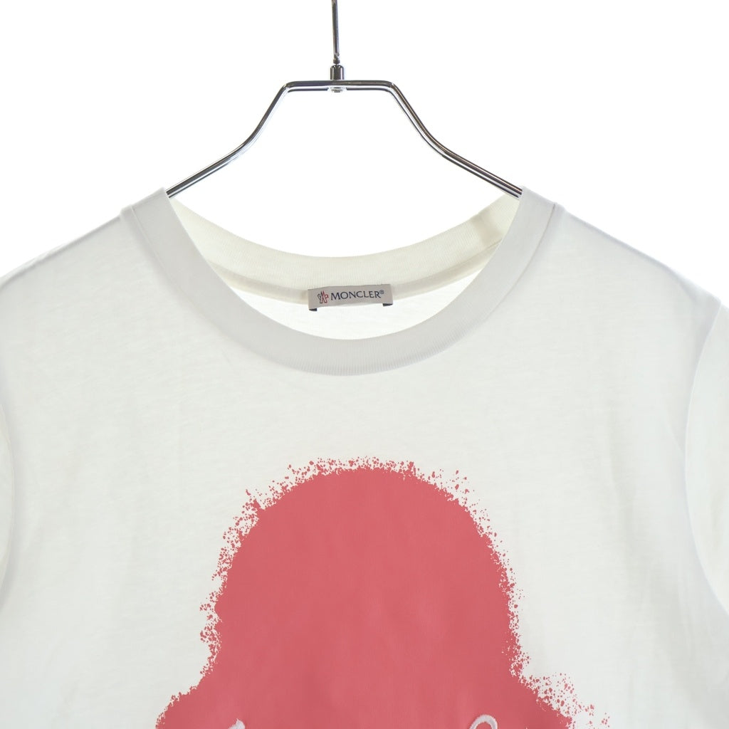 MONCLER(モンクレール) ロゴプリント半袖Tシャツ カットソー ホワイト/ピンク レディース