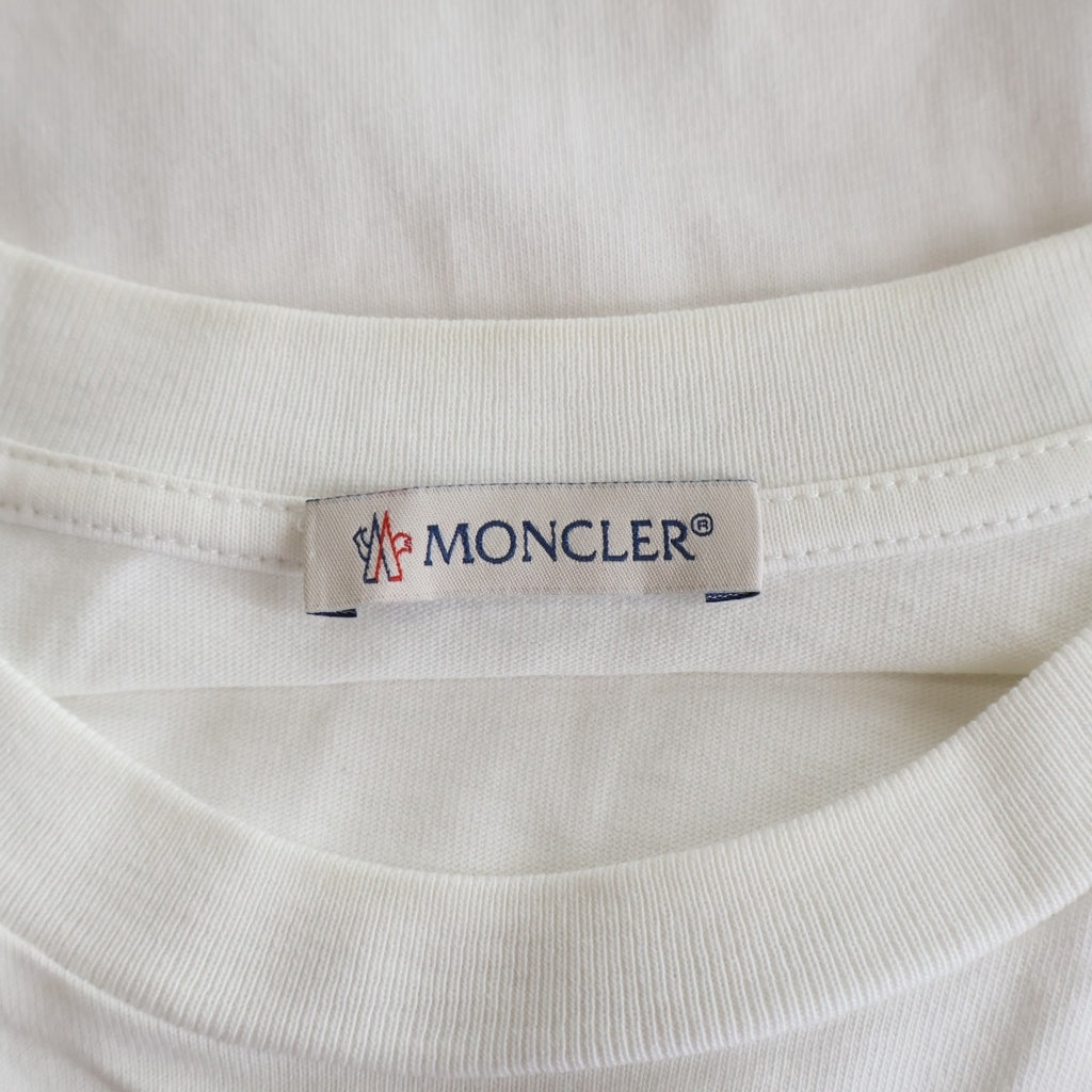 MONCLER(モンクレール) ロゴプリント半袖Tシャツ カットソー ホワイト/ピンク レディース