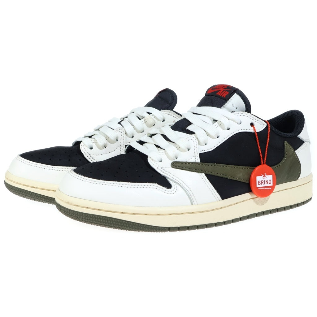 NIKE(ナイキ) ×TRAVIS SCOTT WMNS AIR JORDAN1 LOW OLIVE トラヴィススコット エアジョーダン1 オリーブ レザーローカットスニーカー マルチ US8/25cm DZ4137-106 レディース