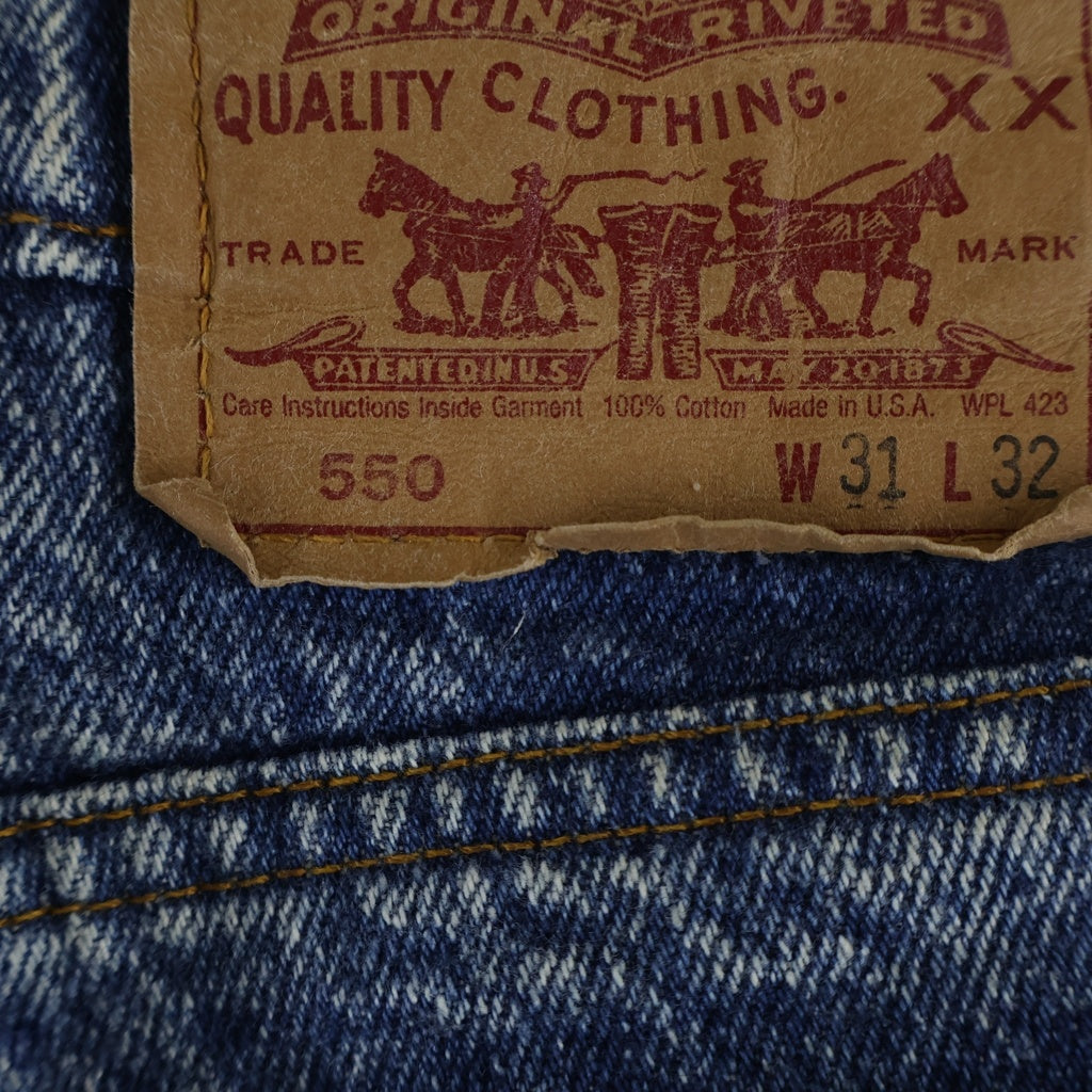 Levi's(リーバイス) 90s 550 ケミカルウォッシュ ジップフライ テーパードデニムパンツ インディゴ 4813