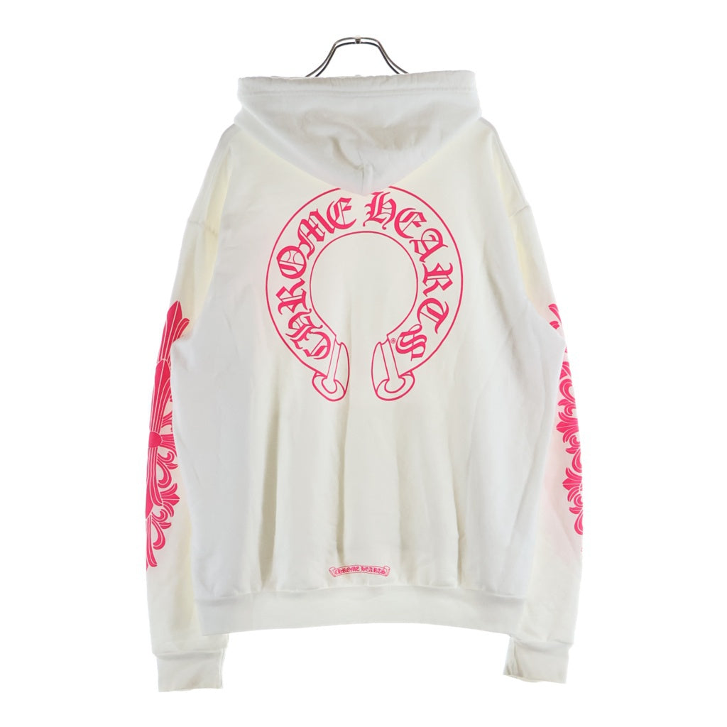 CHROME HEARTS(クロムハーツ) SWTSHRT PLVR ホースシュープリントプルオーバーパーカー ホワイト/ピンク