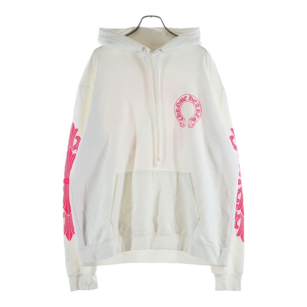 CHROME HEARTS(クロムハーツ) SWTSHRT PLVR ホースシュープリントプルオーバーパーカー ホワイト/ピンク