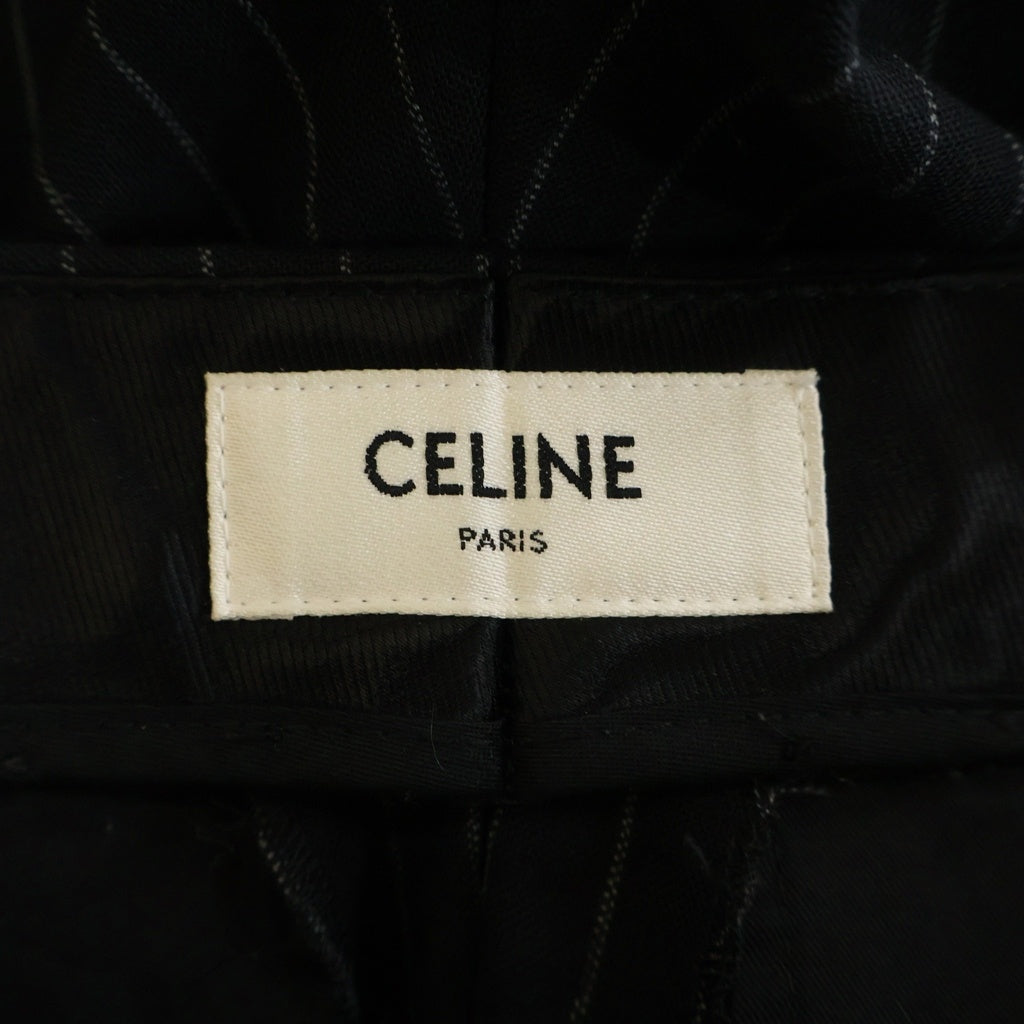 CELINE(セリーヌ) 21SS ストライプスラックス ブラック 2P498219M