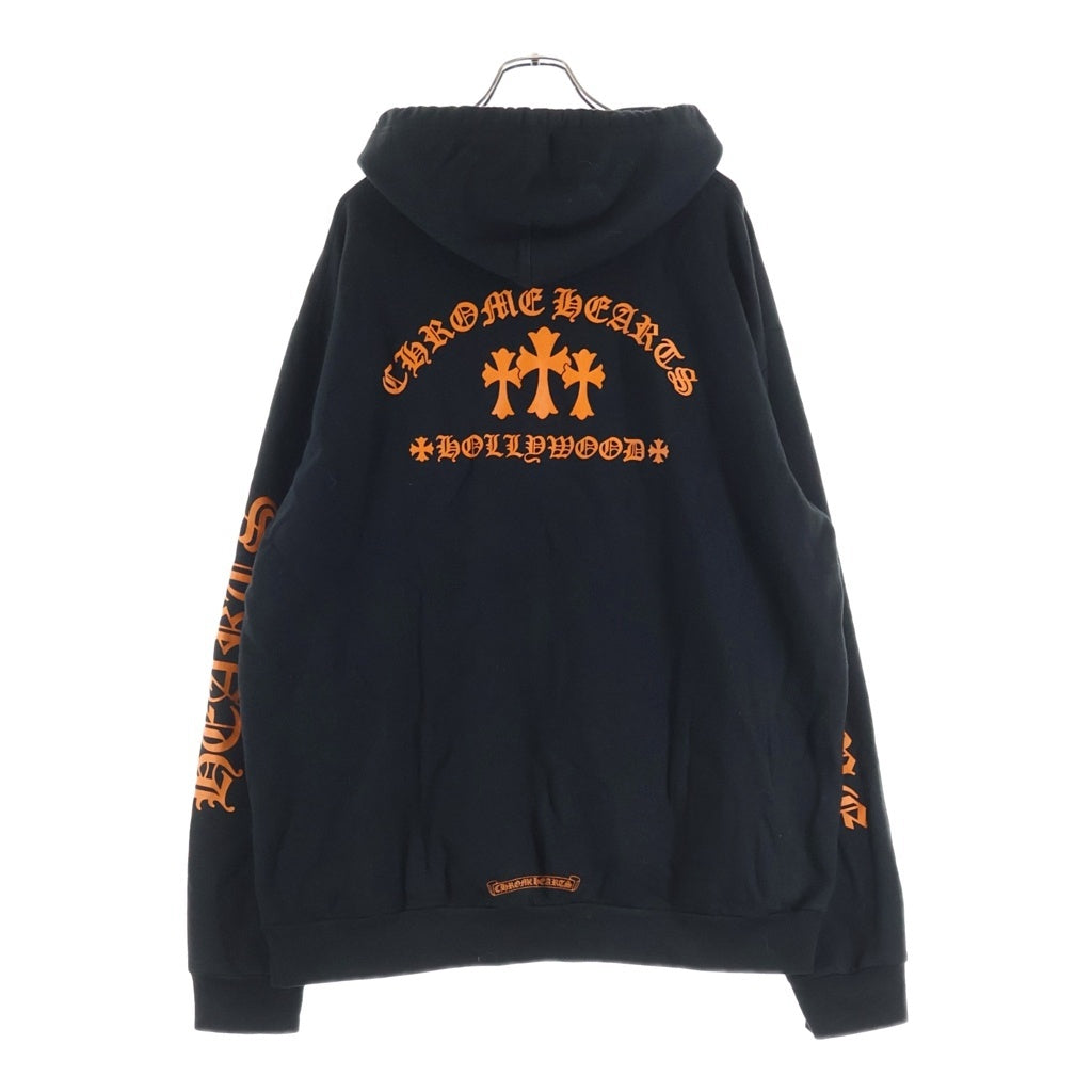 CHROME HEARTS(クロムハーツ) SWTSHRT HD PLVR プルオーバーパーカー セメタリークロスプリントパーカー ブラック/オレンジ