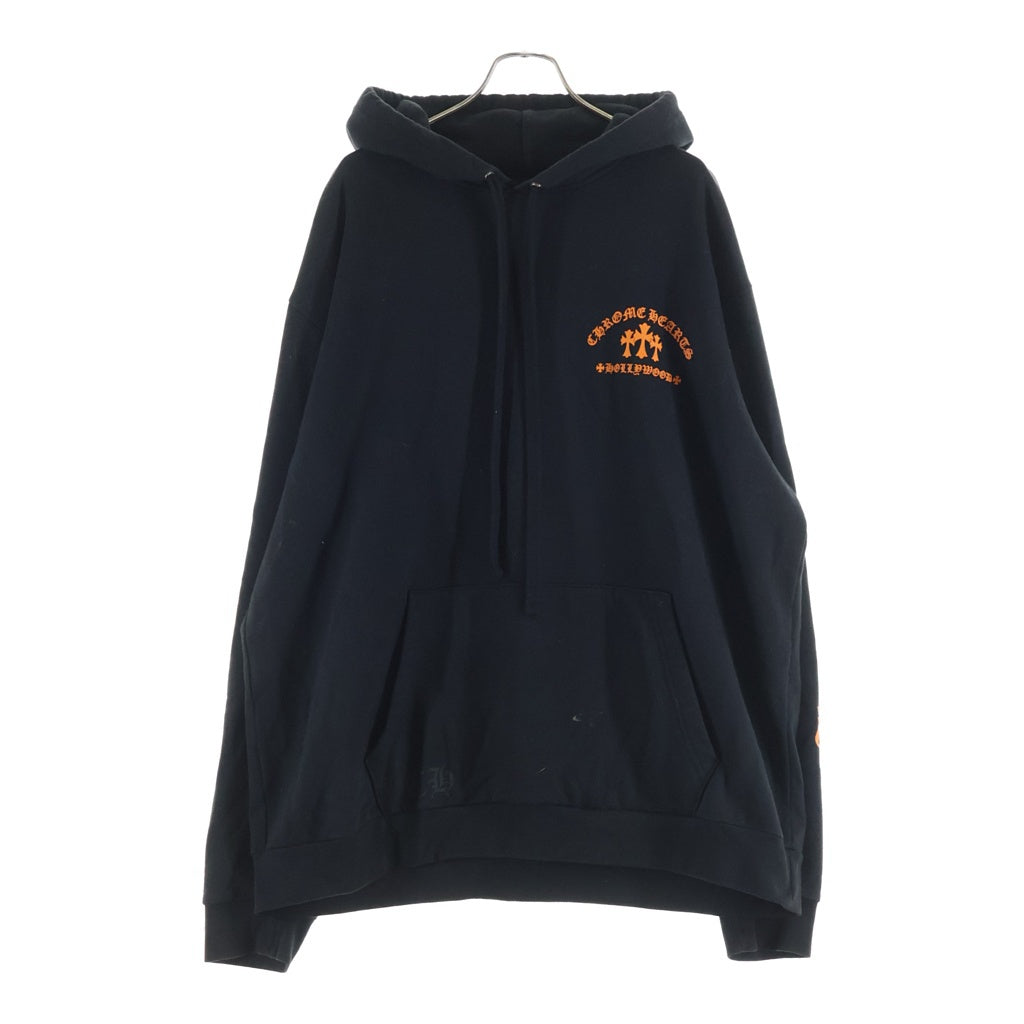 CHROME HEARTS(クロムハーツ) SWTSHRT HD PLVR プルオーバーパーカー セメタリークロスプリントパーカー ブラック/オレンジ