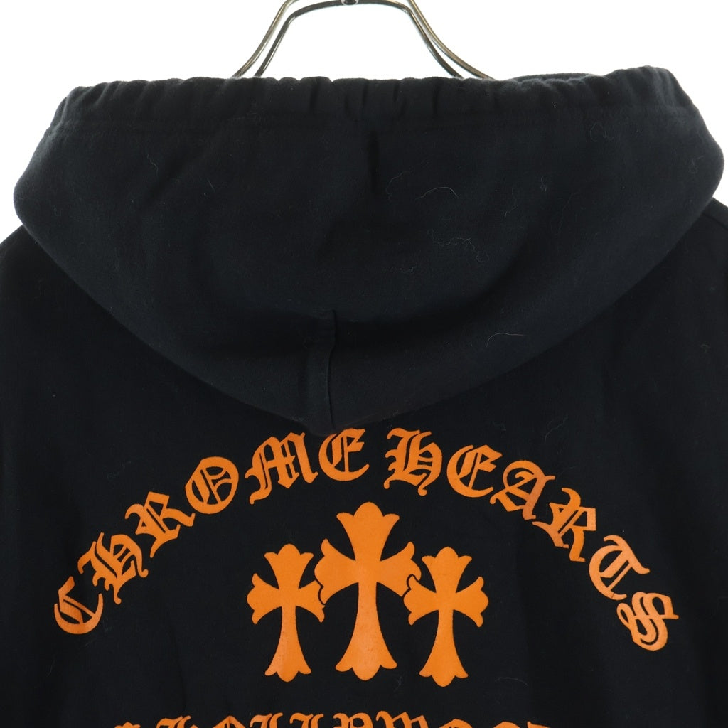 CHROME HEARTS(クロムハーツ) SWTSHRT HD PLVR プルオーバーパーカー セメタリークロスプリントパーカー ブラック/オレンジ