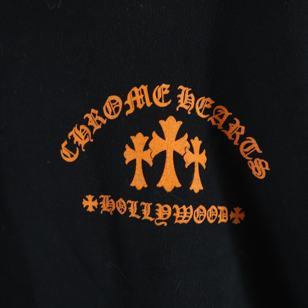 CHROME HEARTS(クロムハーツ) SWTSHRT HD PLVR プルオーバーパーカー セメタリークロスプリントパーカー ブラック/オレンジ