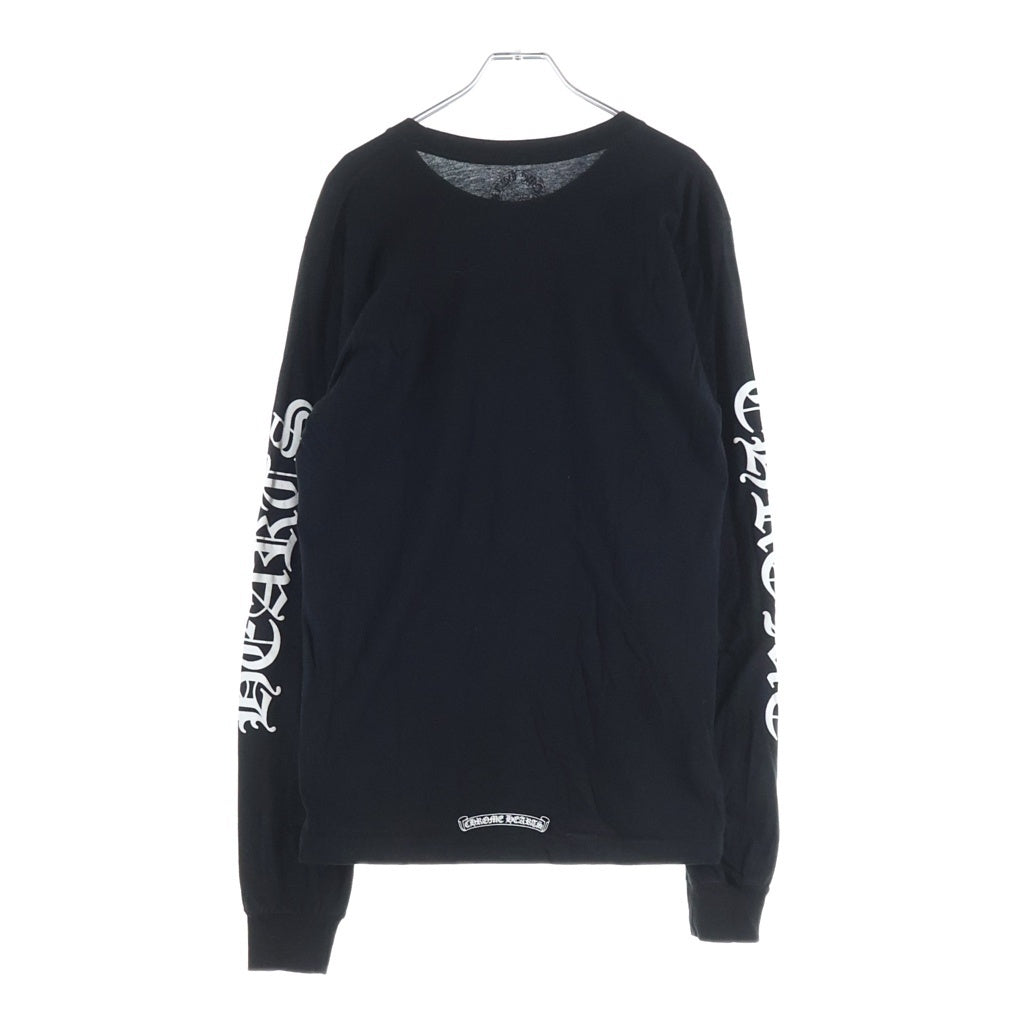 CHROME HEARTS(クロムハーツ) Neck Logo LS TEE ネックロゴプリント アームロゴ クルーネックロングスリーブTシャツカットソー ロンT ブラック