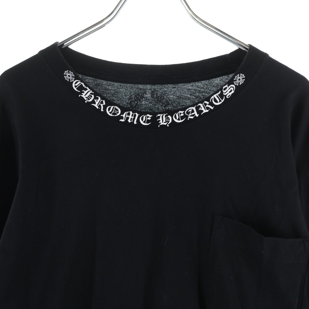CHROME HEARTS(クロムハーツ) Neck Logo LS TEE ネックロゴプリント アームロゴ クルーネックロングスリーブTシャツカットソー ロンT ブラック