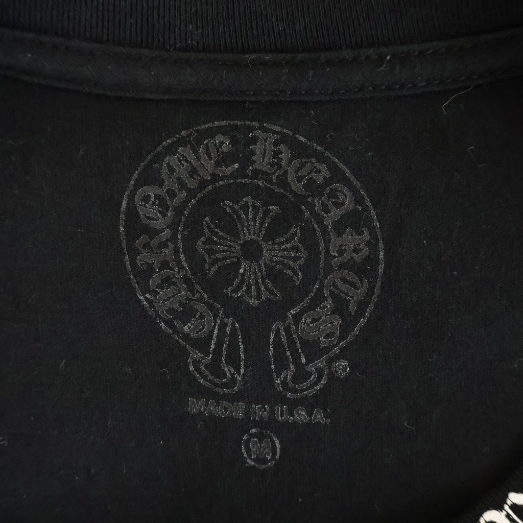 CHROME HEARTS(クロムハーツ) Neck Logo LS TEE ネックロゴプリント アームロゴ クルーネックロングスリーブTシャツカットソー ロンT ブラック
