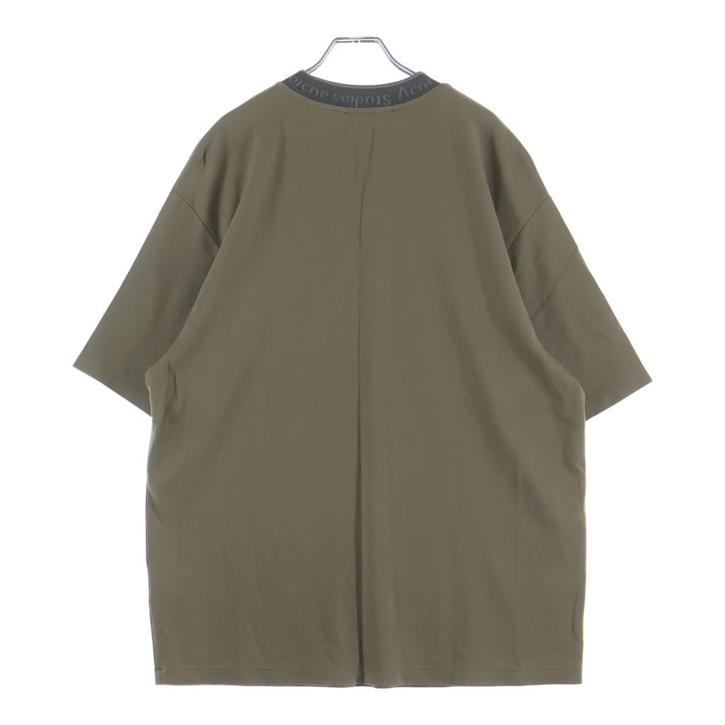 Acne Studios(アクネ ストゥディオズ) 22SS ロゴネックプリント クルーネック半袖カットソーTシャツ ベージュ FN-MN-TSHI000349