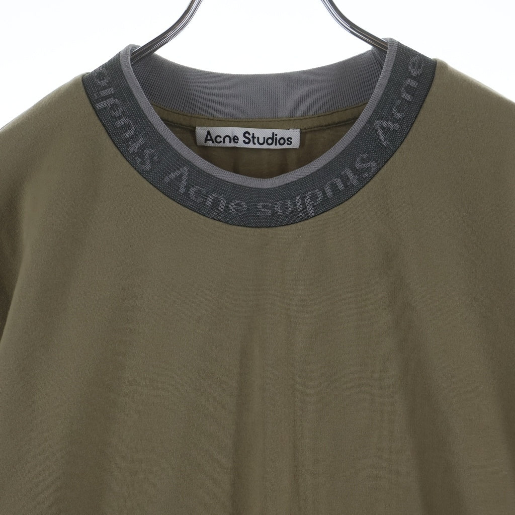 Acne Studios(アクネ ストゥディオズ) 22SS ロゴネックプリント クルーネック半袖カットソーTシャツ ベージュ FN-MN-TSHI000349