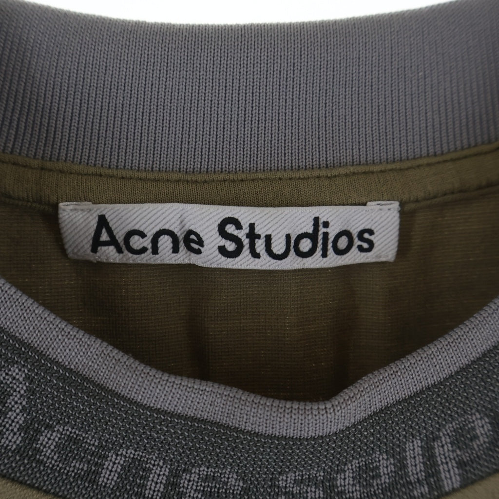 Acne Studios(アクネ ストゥディオズ) 22SS ロゴネックプリント クルーネック半袖カットソーTシャツ ベージュ FN-MN-TSHI000349
