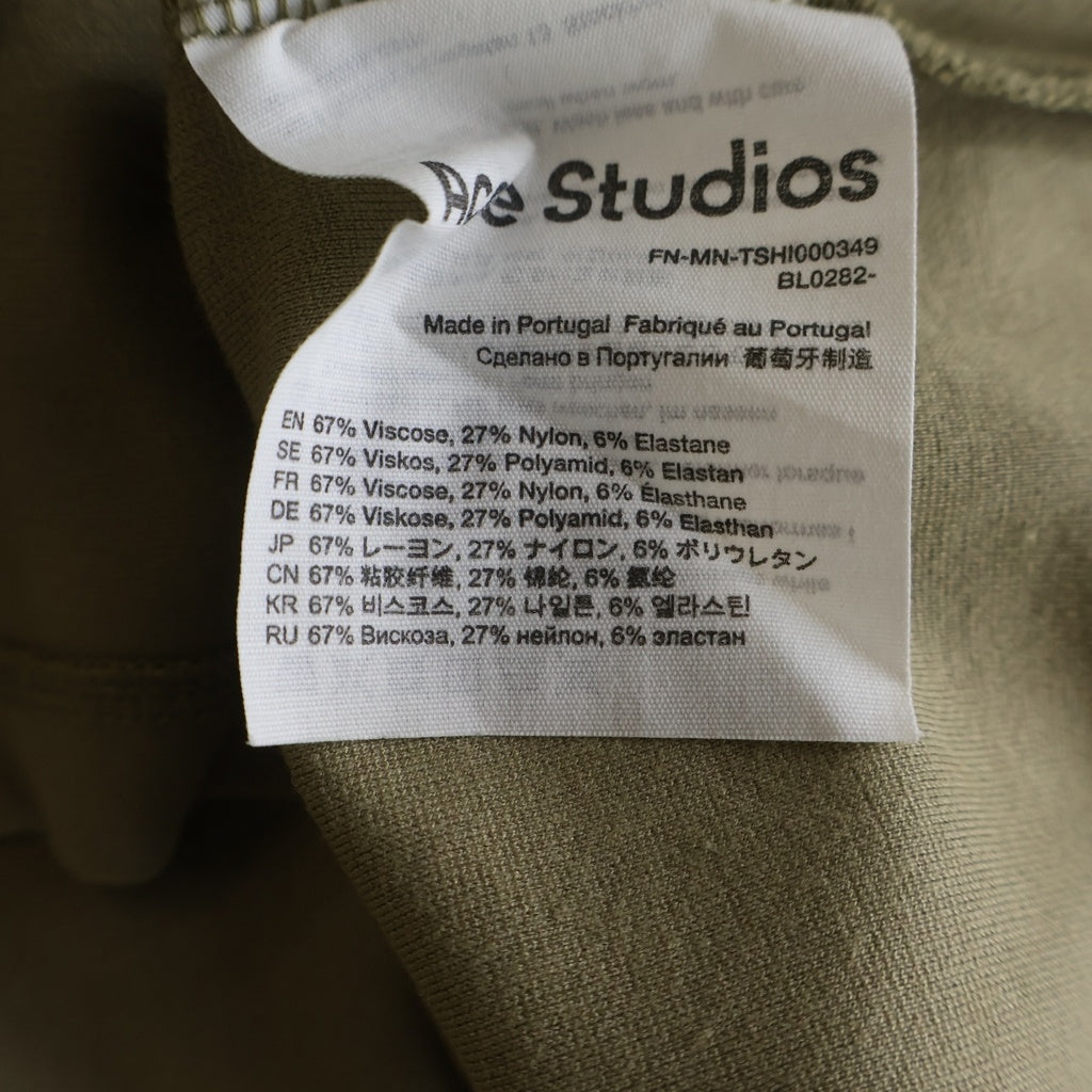 Acne Studios(アクネ ストゥディオズ) 22SS ロゴネックプリント クルーネック半袖カットソーTシャツ ベージュ FN-MN-TSHI000349