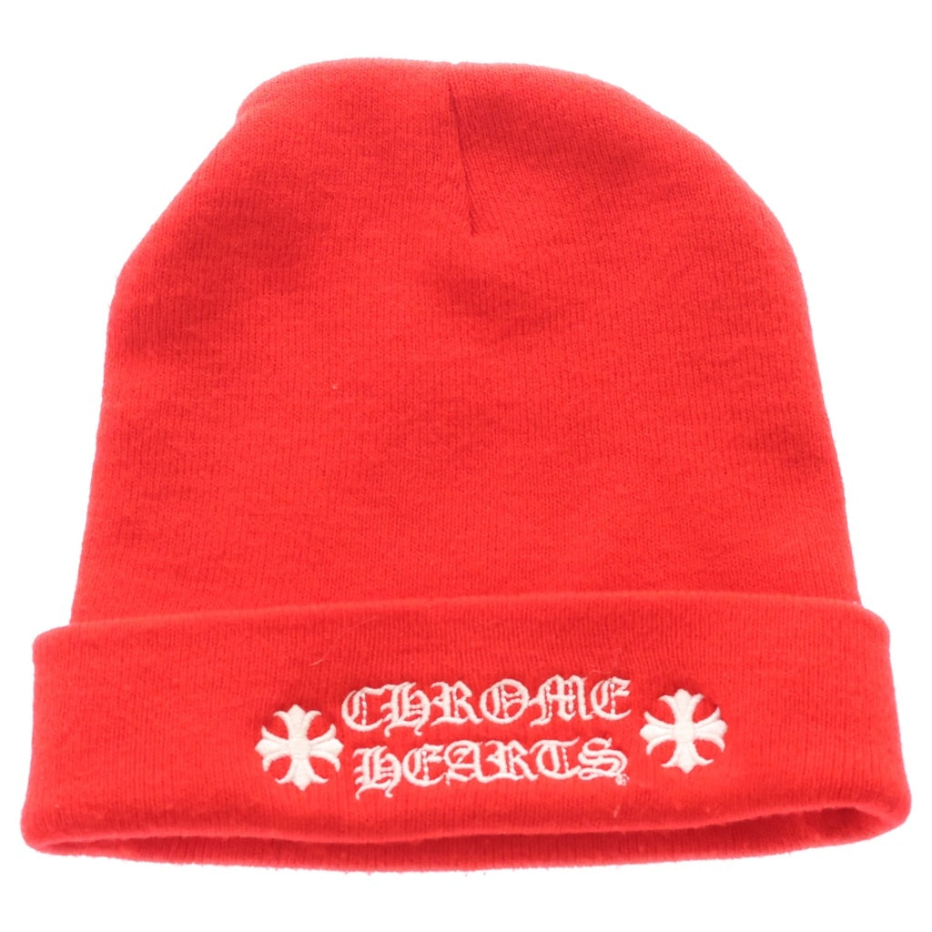 CHROME HEARTS(クロムハーツ) WATCH CAP ワッチキャップ ロゴ刺繍 ニットビーニー ニット帽 帽子 レッド