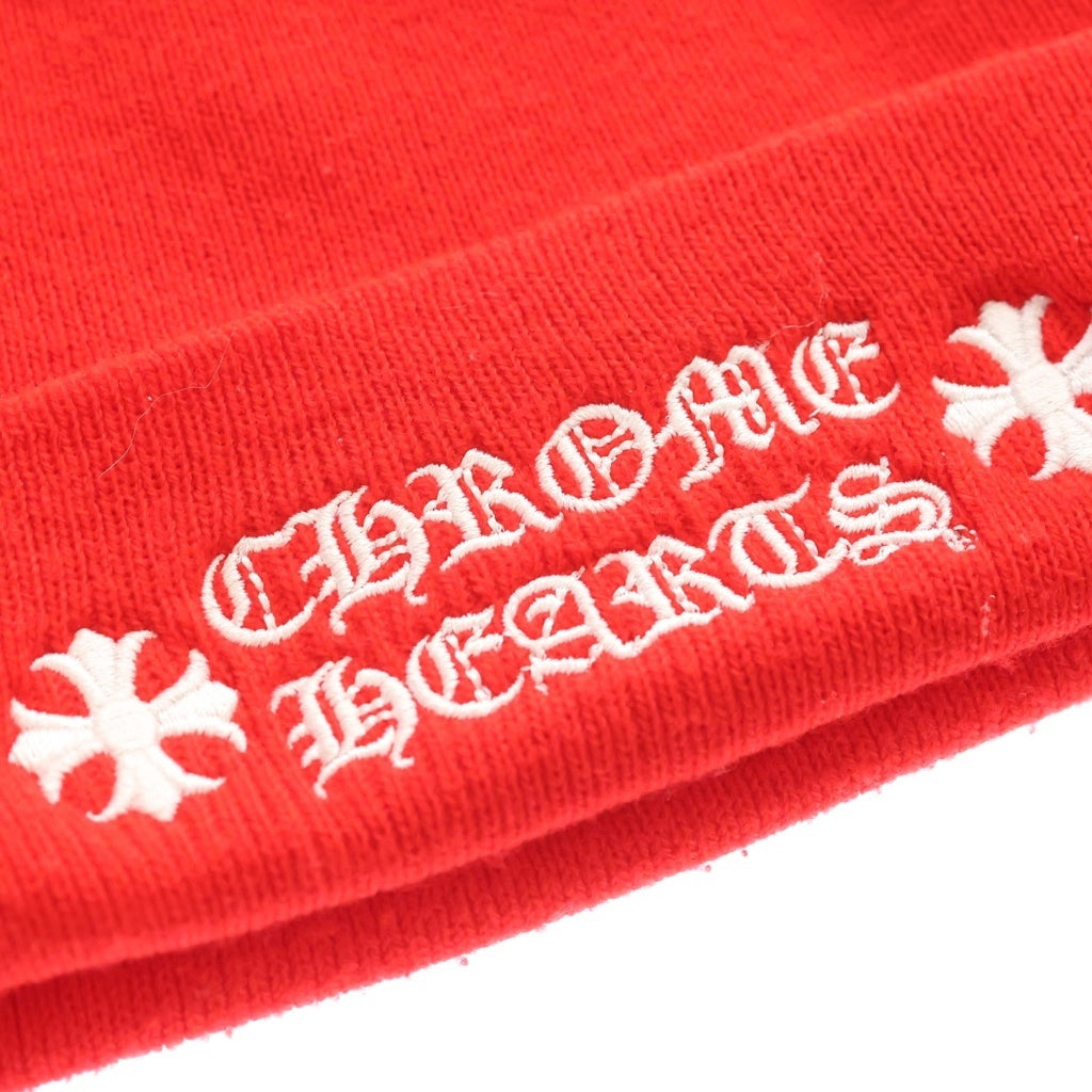 CHROME HEARTS(クロムハーツ) WATCH CAP ワッチキャップ ロゴ刺繍 ニットビーニー ニット帽 帽子 レッド