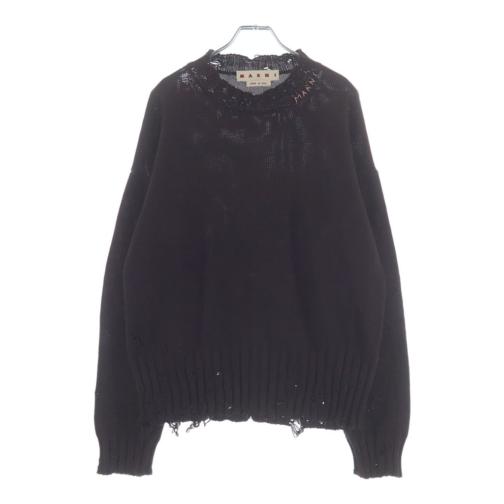MARNI(マルニ) COTTON CREW NECK KNIT ダメージ加工 コットンクルーネックニット レッド GCMG0210A0 UFC652