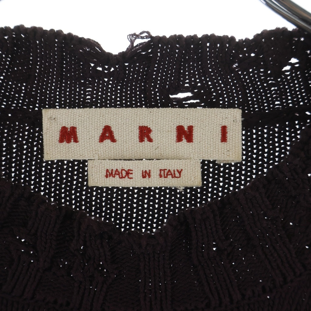 MARNI(マルニ) COTTON CREW NECK KNIT ダメージ加工 コットンクルーネックニット レッド GCMG0210A0 UFC652