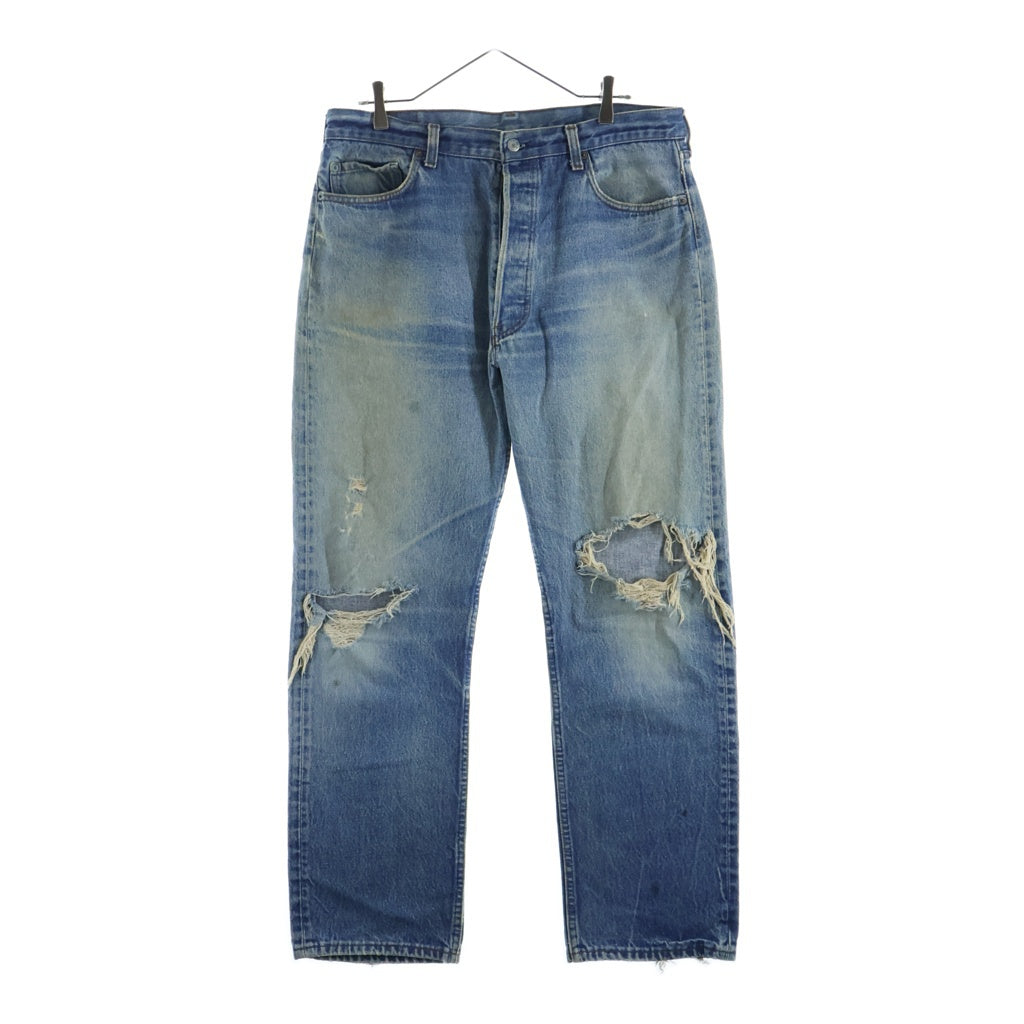 Levi's(リーバイス) 80S 501 ボタン裏522刻印 ボタンフライ ダメージストレート デニムパンツ インディゴ