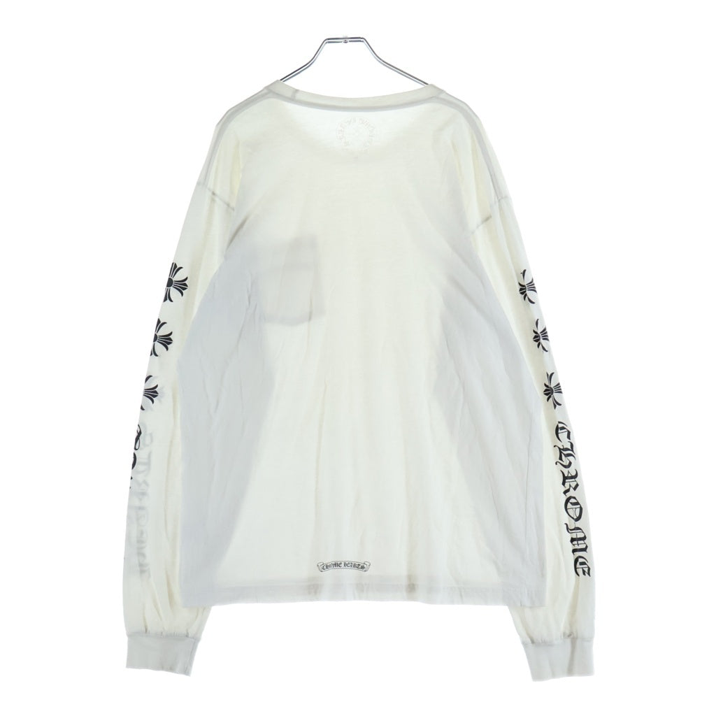 CHROME HEARTS(クロムハーツ) 6CH PLUS SCRL L/S TEE 6CHプラス フロントスクロールラベルプリント クルーネック長袖カットソーTシャツ ホワイト