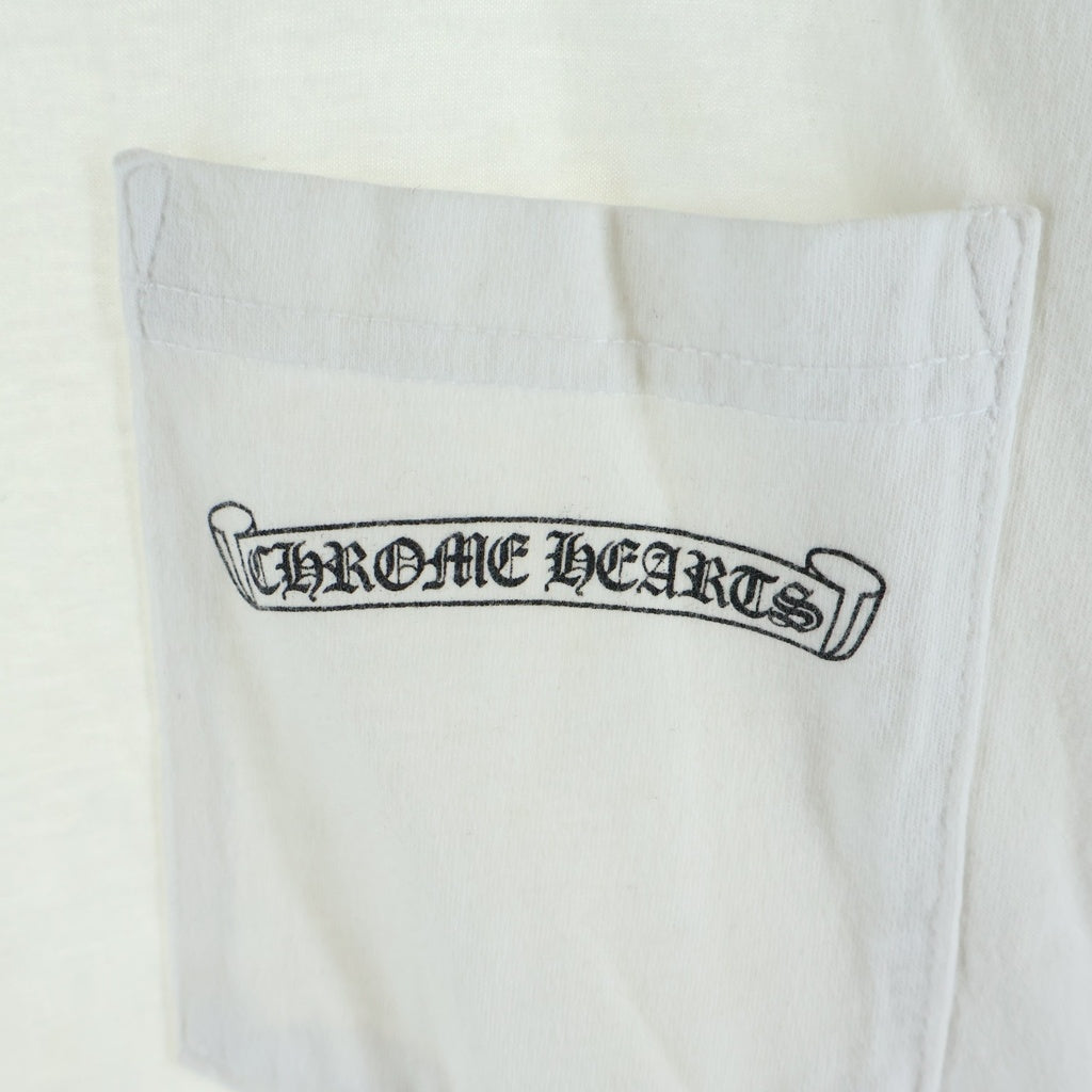 CHROME HEARTS(クロムハーツ) 6CH PLUS SCRL L/S TEE 6CHプラス フロントスクロールラベルプリント クルーネック長袖カットソーTシャツ ホワイト