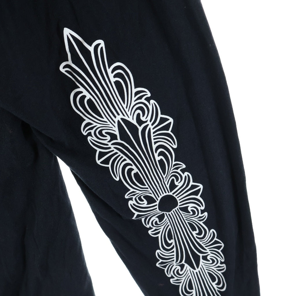 CHROME HEARTS(クロムハーツ) HORSE SHOE FRL L/S TEE フロントホースシュー 袖フローラルプリント ロングスリーブ長袖カットソーTシャツ ブラック