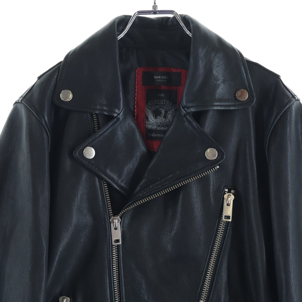 DIESEL(ディーゼル) ラムレザーダブルライダースジャケット ブラック TR008568