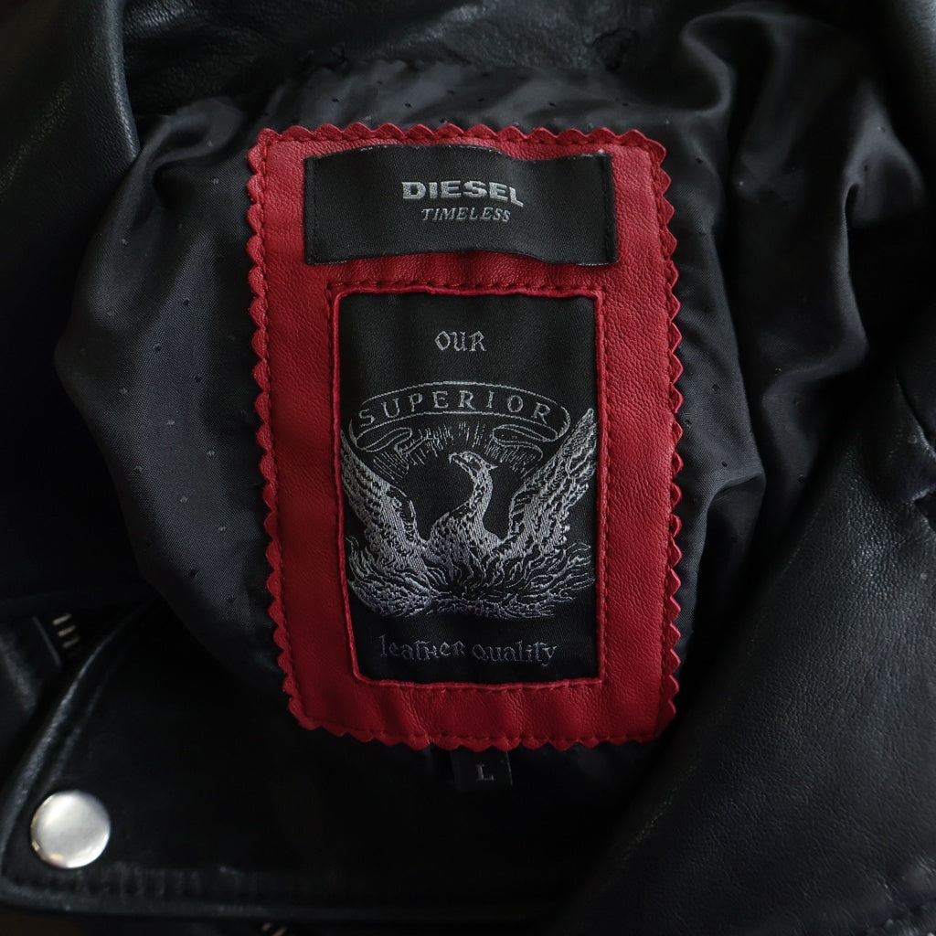 DIESEL(ディーゼル) ラムレザーダブルライダースジャケット ブラック TR008568