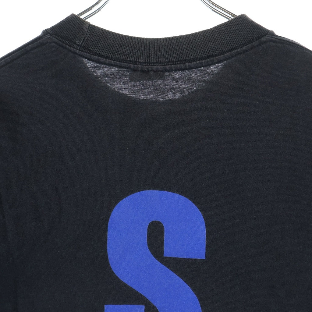 STUSSY(ステューシー) 90S OLD STTUSY USA製 紺タグ フロントロゴプリントクルーネック半袖カットソーTシャツ ブラック