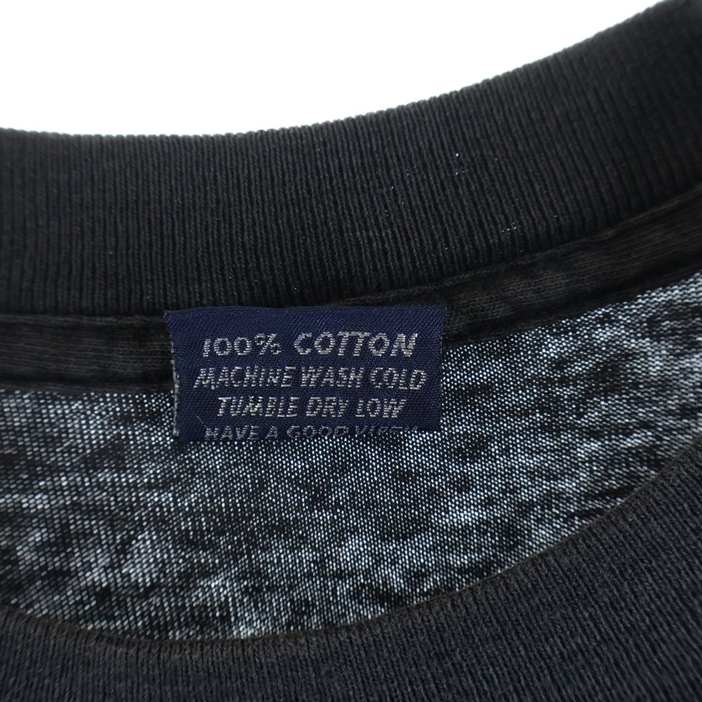 STUSSY(ステューシー) 90S OLD STTUSY USA製 紺タグ フロントロゴプリントクルーネック半袖カットソーTシャツ ブラック