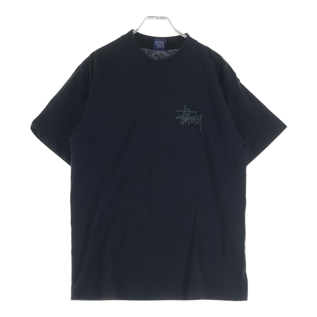 STUSSY(ステューシー) 90S OLD STUSSY USA製 紺タグ バックドラゴンプリントクルーネック半袖カットソーTシャツ ブラック