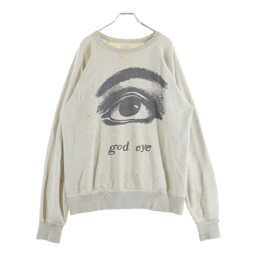 SAINT MICHAEL(セントマイケル) 21SS RAGLAN SWEAT GOD EYE ラグラン ゴッドアイフロントプリント スウェットトレーナー ホワイト SM-S21-0000-021