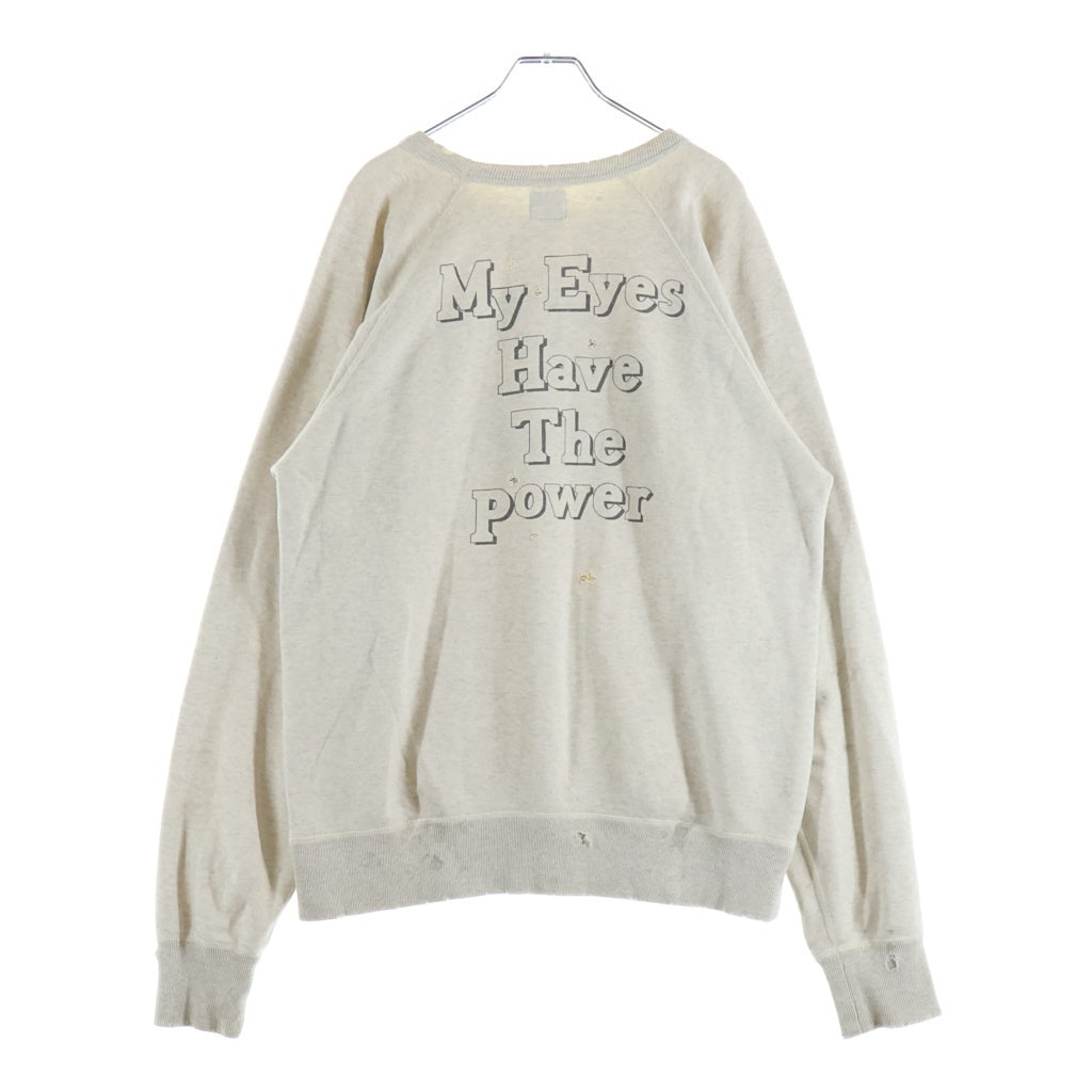 SAINT MICHAEL(セントマイケル) 21SS RAGLAN SWEAT GOD EYE ラグラン ゴッドアイフロントプリント スウェットトレーナー ホワイト SM-S21-0000-021