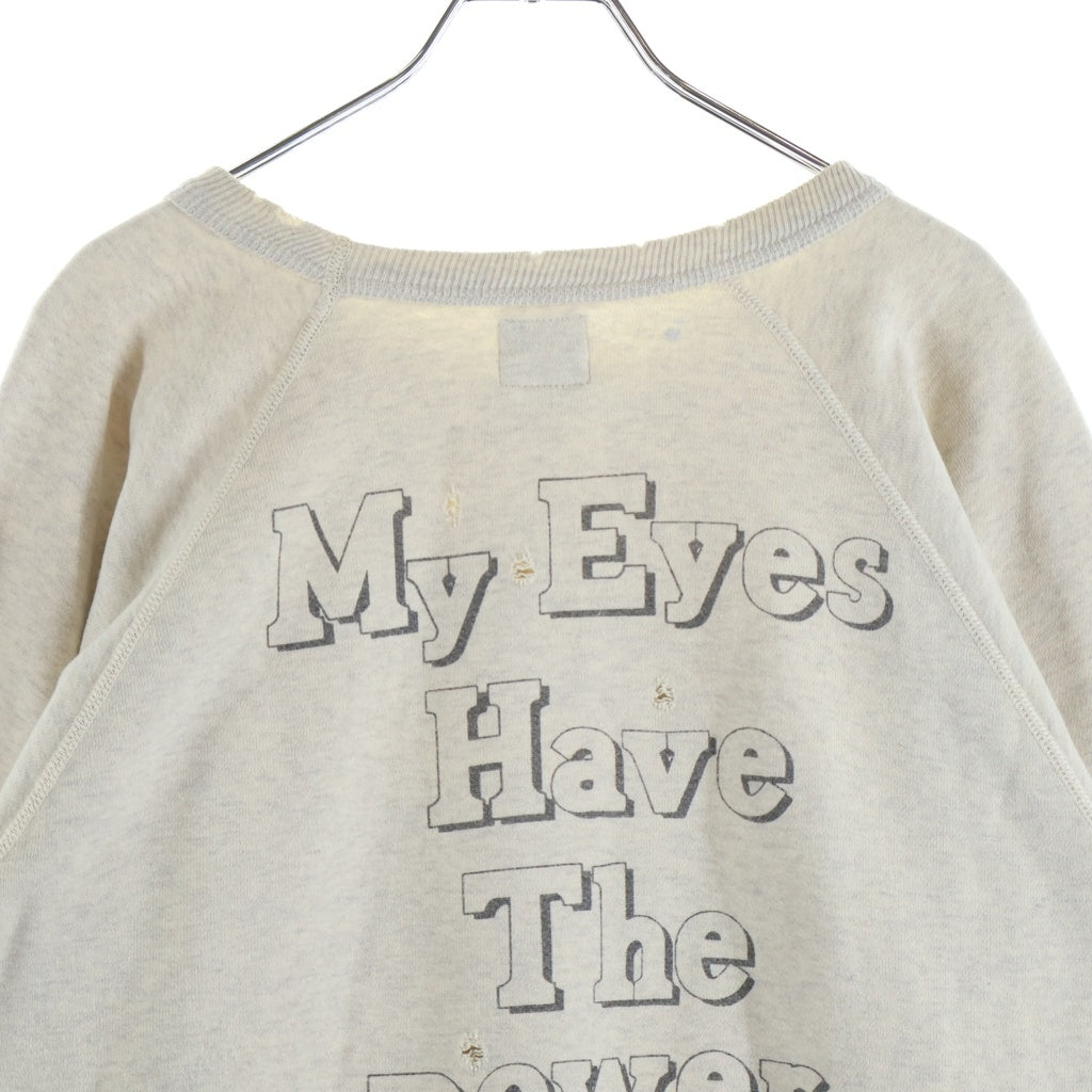 SAINT MICHAEL(セントマイケル) 21SS RAGLAN SWEAT GOD EYE ラグラン ゴッドアイフロントプリント スウェットトレーナー ホワイト SM-S21-0000-021