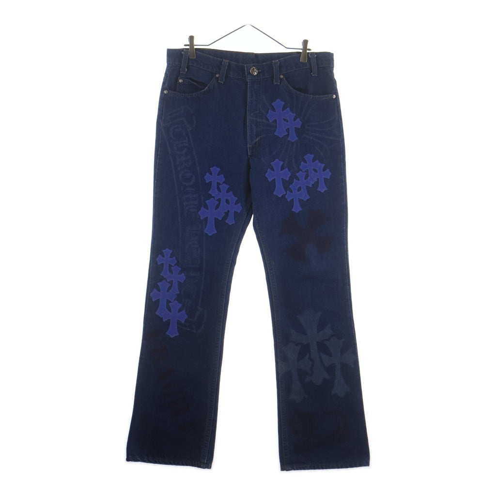 CHROME HEARTS(クロムハーツ) ×LEVI'S 517 STENCIL DENIM ステンシル ペイントデザインクロスパッチ付きデニムパンツ インディゴ